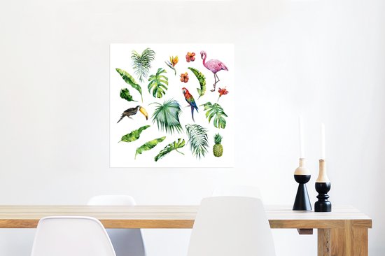 Poster Jungle - Motif - Animaux - Feuilles - Garçons - Filles - Kids - 50x50 cm - Poster Pépinière