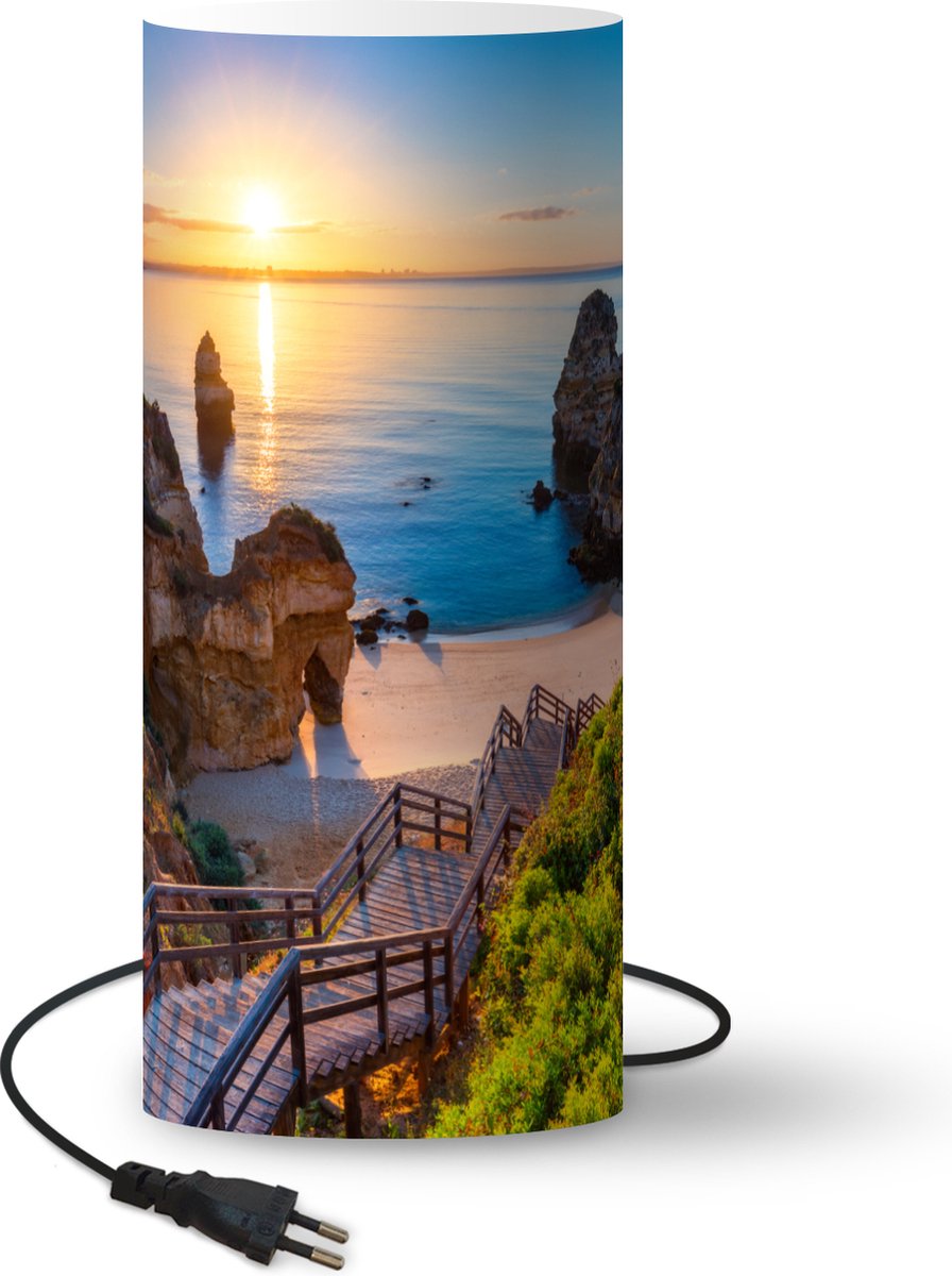 Lamp - Nachtlampje - Tafellamp slaapkamer - Strand - Zee - Portugal - 70 cm hoog - Ø29.6 cm - Inclusief LED lamp