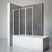 Schulte badwand - 3 delig - 127x140cm - mat aluminium - transparant veiligheidsglas - art. D1300 01 50