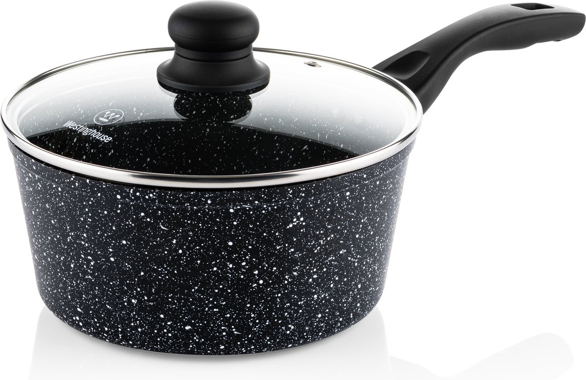 Westinghouse 8-delige Pannenset – Koekenpannen + Hapjespan + Braadpannen + Steelpan + Wokpan + Grillpan – Inductie – Black Marble – foto 8