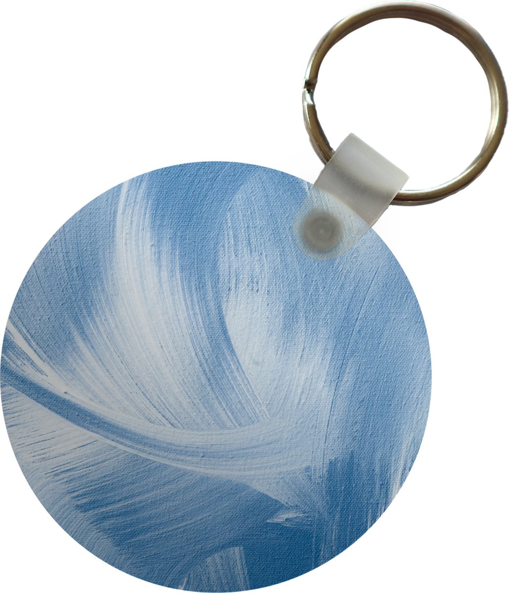 Sleutelhanger - Blauw - Acrylverf - Design - Plastic - Rond - Uitdeelcadeautjes