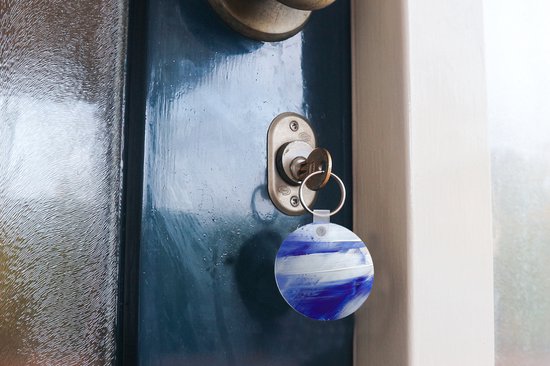 Porte-clés - Peinture - Design - Blauw - Plastique - Rond - Cadeaux à distribuer