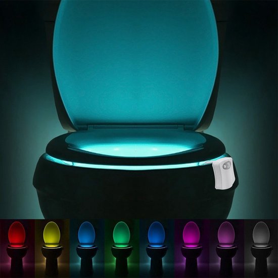 2 pièces Eclairage cuvette WC - Eclairage LED - Détecteur de mouvement - 8 couleurs différentes
