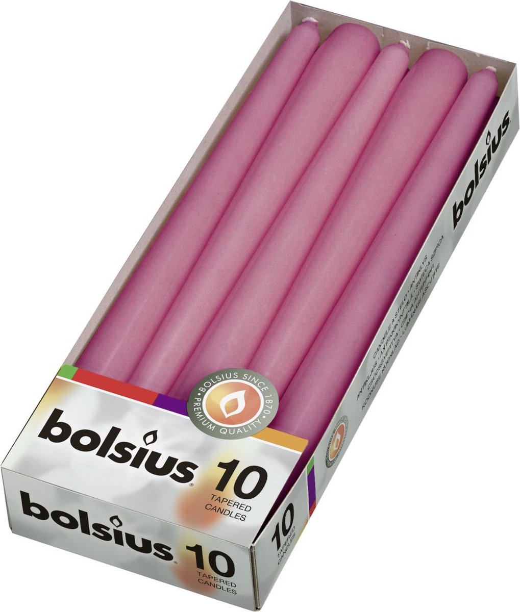 Bulsius Pink (Fuchsio) Taper Candle 10? Individually Wrapped Set of 12