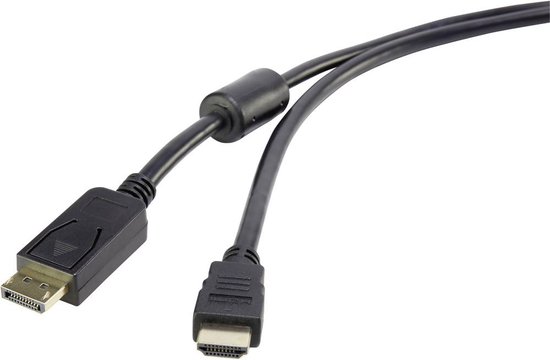 Renkforce DisplayPort / HDMI Adapterkabel DisplayPort stekker, HDMI-A stekker 1.80 m Zwart RF-4382727 Met Ferrietkern,
