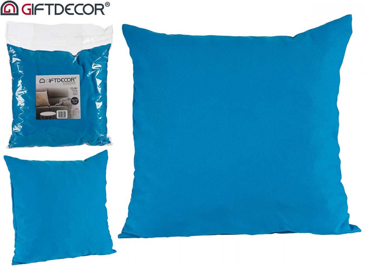 Giftdecor - voordeel set 2 sierkussens incl vulling - 40*40cm - helblauw