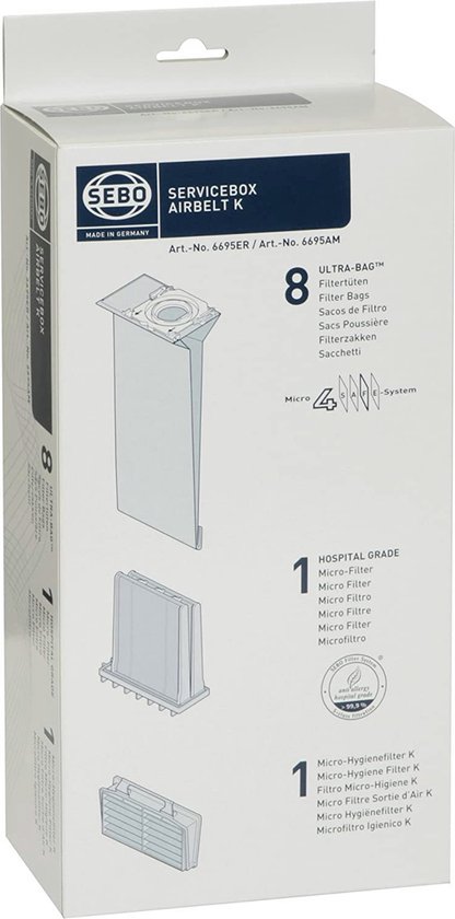 SEBO - STOFZUIGERZAKKEN + FILTERKIT SEBO - SERIE K. - Verp. 8stuks - S6695ER