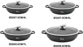 Royal Swiss Inductie Kookpot 36cm 7L - Braadpan met Antiaanbaklaag en Steencoating Glazen Deksel