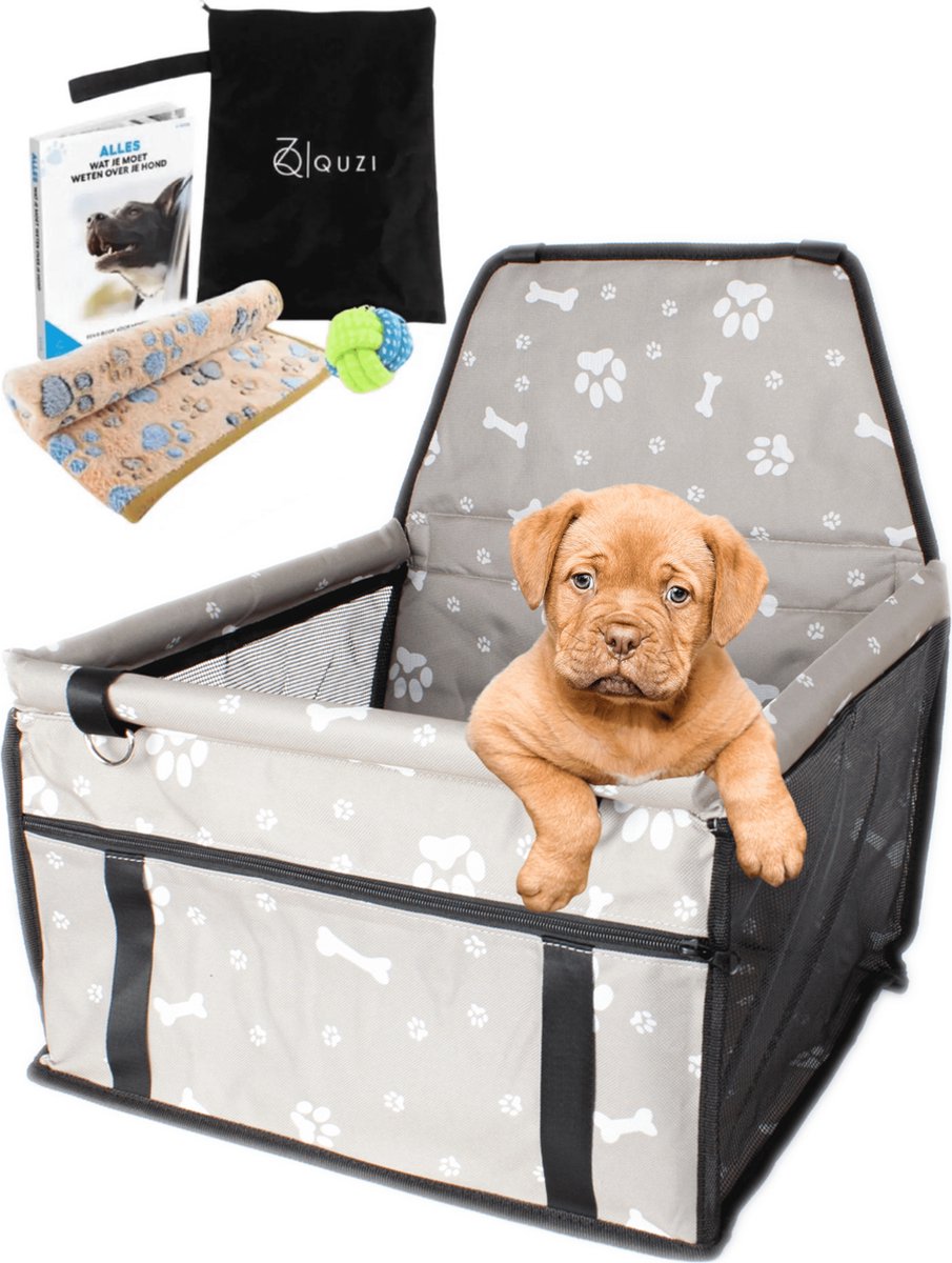 Luxe Autostoel Hond - Reisbench Opvouwbaar - Hondenmand Auto Achterbank - Waterdichte Hondenstoel - Grijs