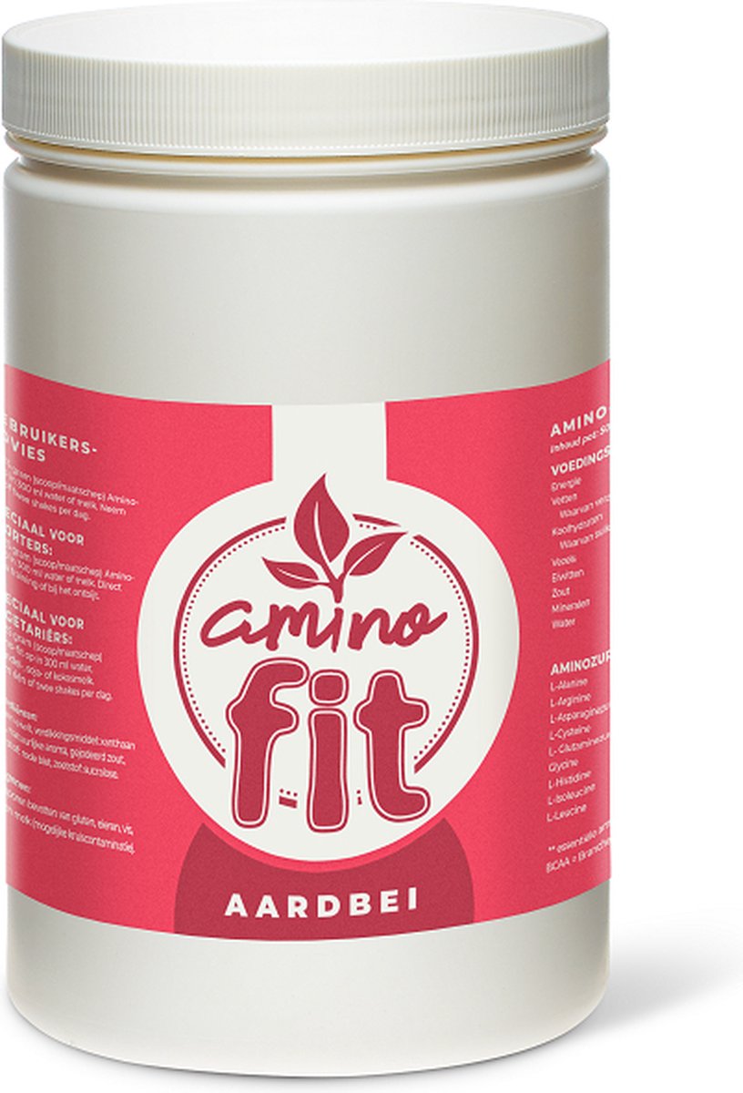 Goedkoopste Amino-fit - plantaardig eiwitpoeder - 500 gram - Aardbei