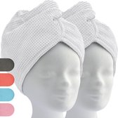 ELEXACARE haartulband, tulband handdoek met knoop (2 stuks, wit) microvezel handdoek voor hoofd en lang haar
