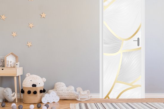 Deursticker Abstract patroon met gouden lijnen - 85x215 cm - Deurposter
