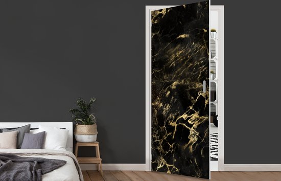 Autocollant de porte Zwart - Or - Peinture - 90x215 cm - Affiche de porte