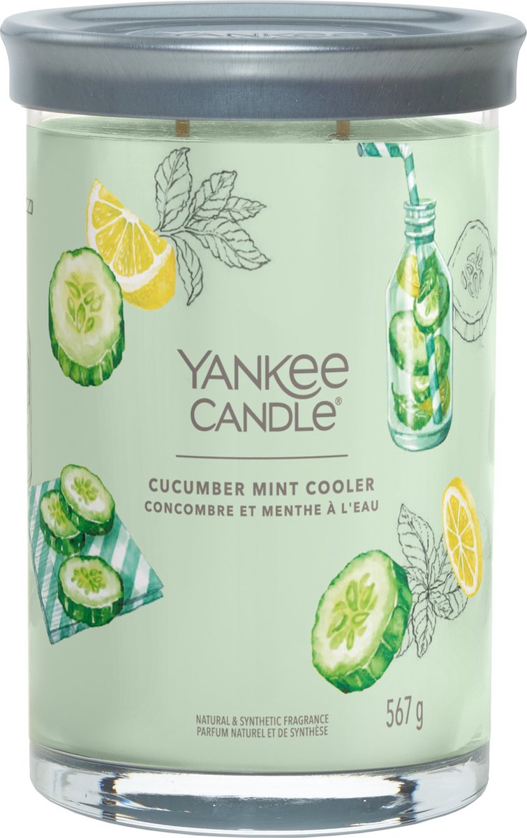 Yankee Candle Cucumber Mint Cooler Large Tumbler Geurkaars - 100 branduren - twee lonten Groen