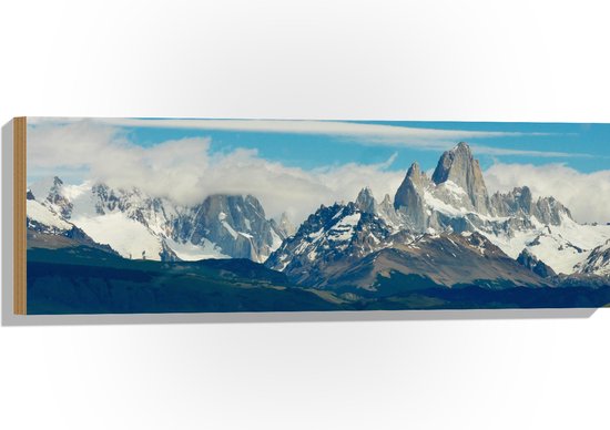 WallClassics - Bois - Paysage de montagne au loin - 90x30 cm - 12 mm d'épaisseur - Photo sur bois (avec système d'accrochage)