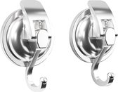 KingYH 2 Pack Suction Hooks Suction Cup Hook Vacuum Seamless Sucker Hook Wall Powerful Lock Bath Towel Hook Heavy Duty Holds Up to 5KG for Smooth Wall Shower Kitchen Bathroom Glass Window Towel Key