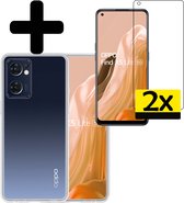 Hoesje Geschikt voor OPPO Find X5 Lite Hoesje Siliconen Case Met 2x Screenprotector - Hoes Geschikt voor OPPO X5 Lite Hoes Siliconen - Transparant.