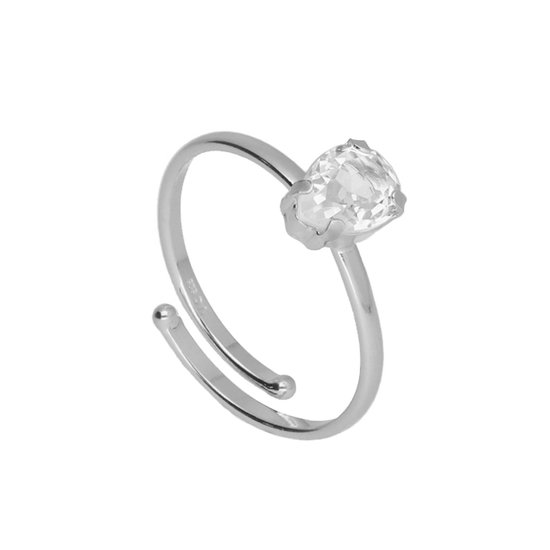 Cadeau voor haar - Victoria Cruz A4361-07HA Zilveren Ring met Kristal Druppel - Maat 54 - 8x6mm -Rhodium - Zilver