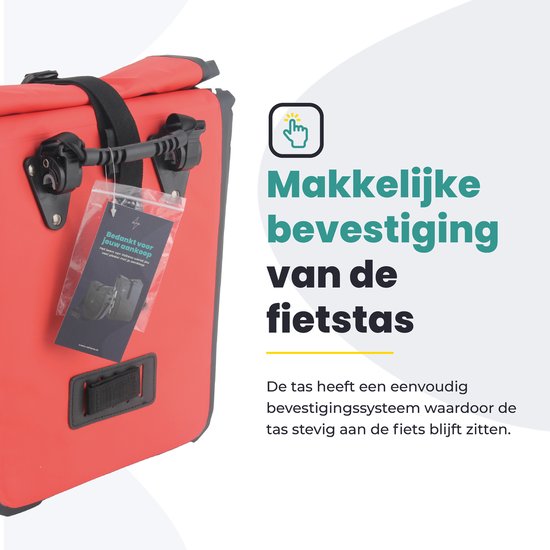 Voltano Fietstas 16L - Zwart / Rood - Enkele Pakaftas - 100% Waterdicht - Met Schouderband van Voltano — afbeelding 2