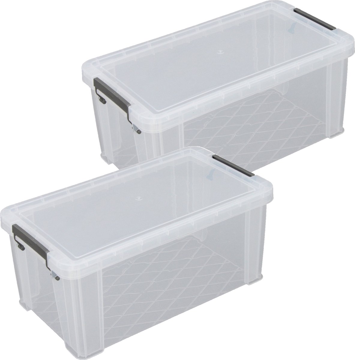 Whitefurze Opbergbox - 2x stuks - 7.5 liter - Transparant - 25 x 19 x 16 cm - kunststof - opslag oplossingen - kist - met deksel