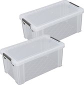 Whitefurze Opbergbox - 2x stuks - 7,5 liter - Transparant - 25 x 19 x 16 cm