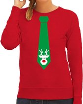 Bellatio Decorations stropdas Kersttrui/sweater rendier - rood - dames M