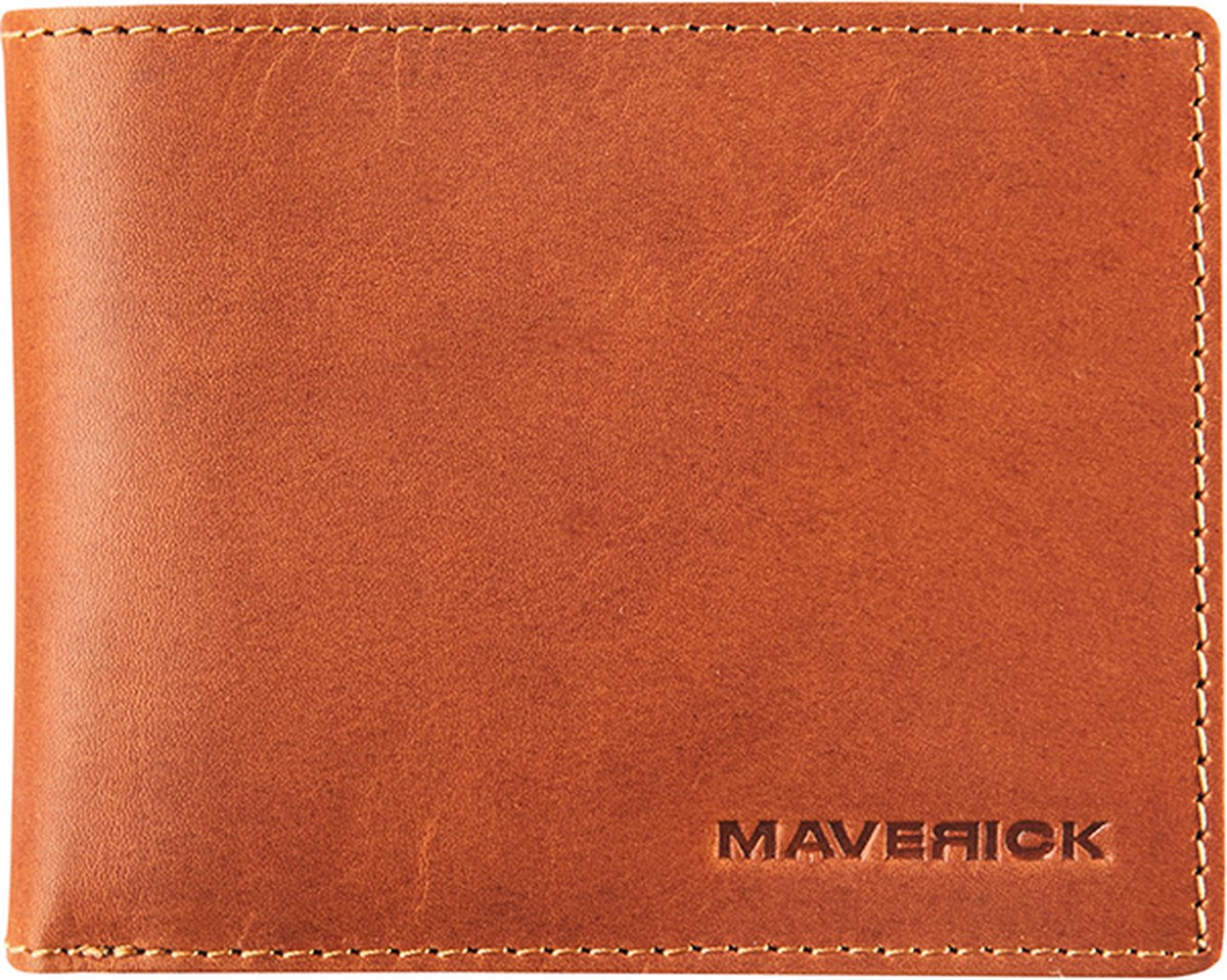 Maverick - new man - portomonnee - billfold - RFID - Volnerf rundslleder - cognac