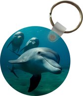 Sleutelhanger - Water - Dolfijn - Blauw - Plastic - Rond - Uitdeelcadeautjes