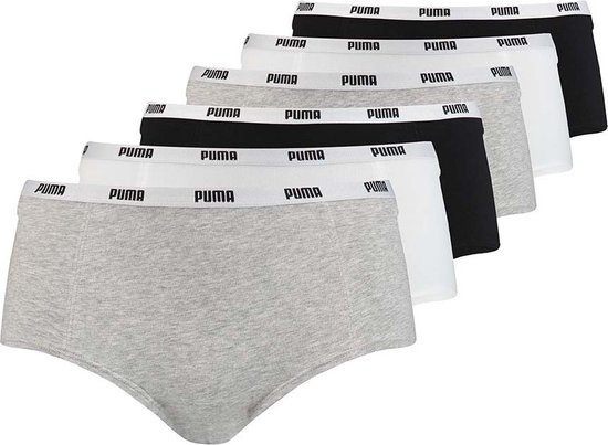 Puma 6-Pack dames mini boxershorts - M - Wit.