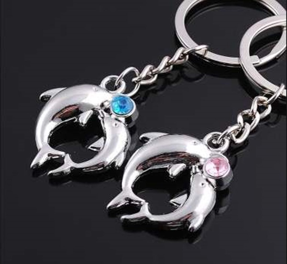 Lot De 2 Porte-clés Dauphin Pour Amoureux - Lot De 2 Pendentifs