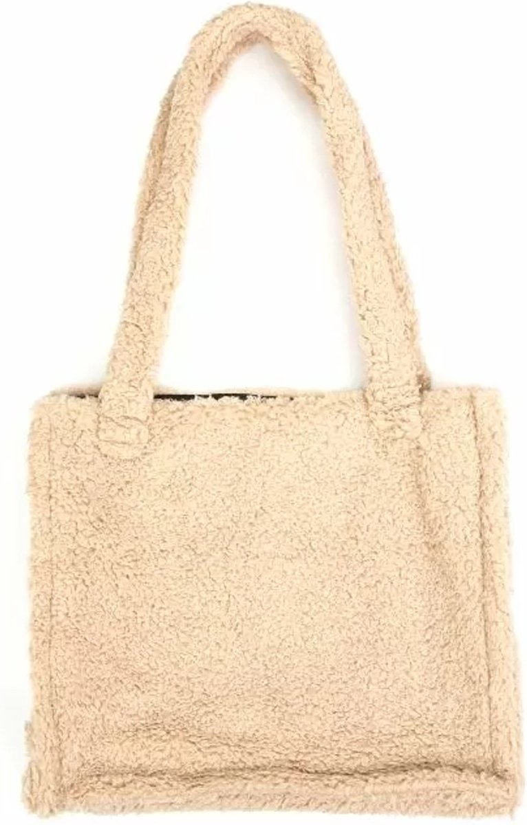 Beige Teddy Shopper - Handtassen - Beige - Teddystof