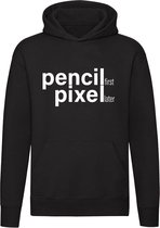 Pencil First Pixcel Plus tard Sweat à capuche | Designer graphique | Photoshop | désigner | concevoir | numérisé | Unisexe | Pull | Sweat | Capuche | Noir