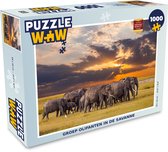 Puzzel Groep olifanten in de savanne - Legpuzzel - Puzzel 1000 stukjes volwassenen