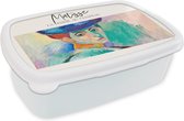 Broodtrommel Wit - Lunchbox - Brooddoos - Schilderij - Matisse - La femme au chapeau - 18x12x6 cm - Volwassenen