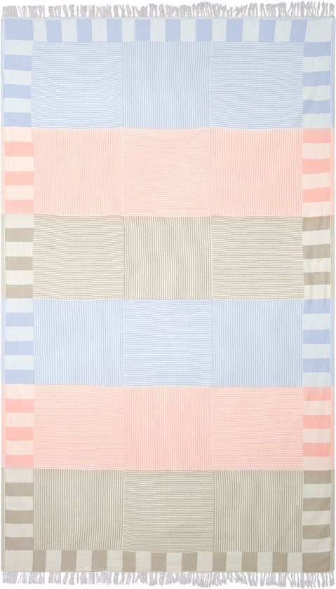 Trimita Hamamdoek Patchwork -hammam strandlaken sauna handdoek- 100x160cm - 100x160 cm - Groen, Blauw, Roze