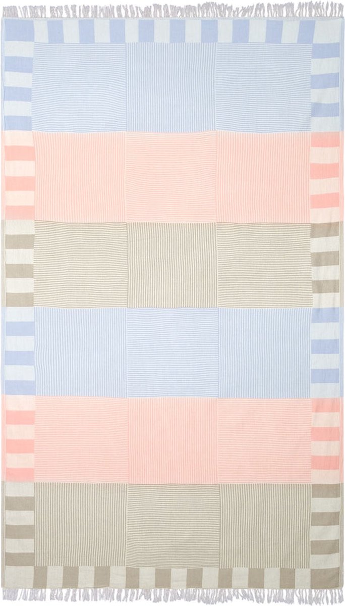 Trimita Patchwork hamamdoek - 100x160 cm - groen/blauw/roze