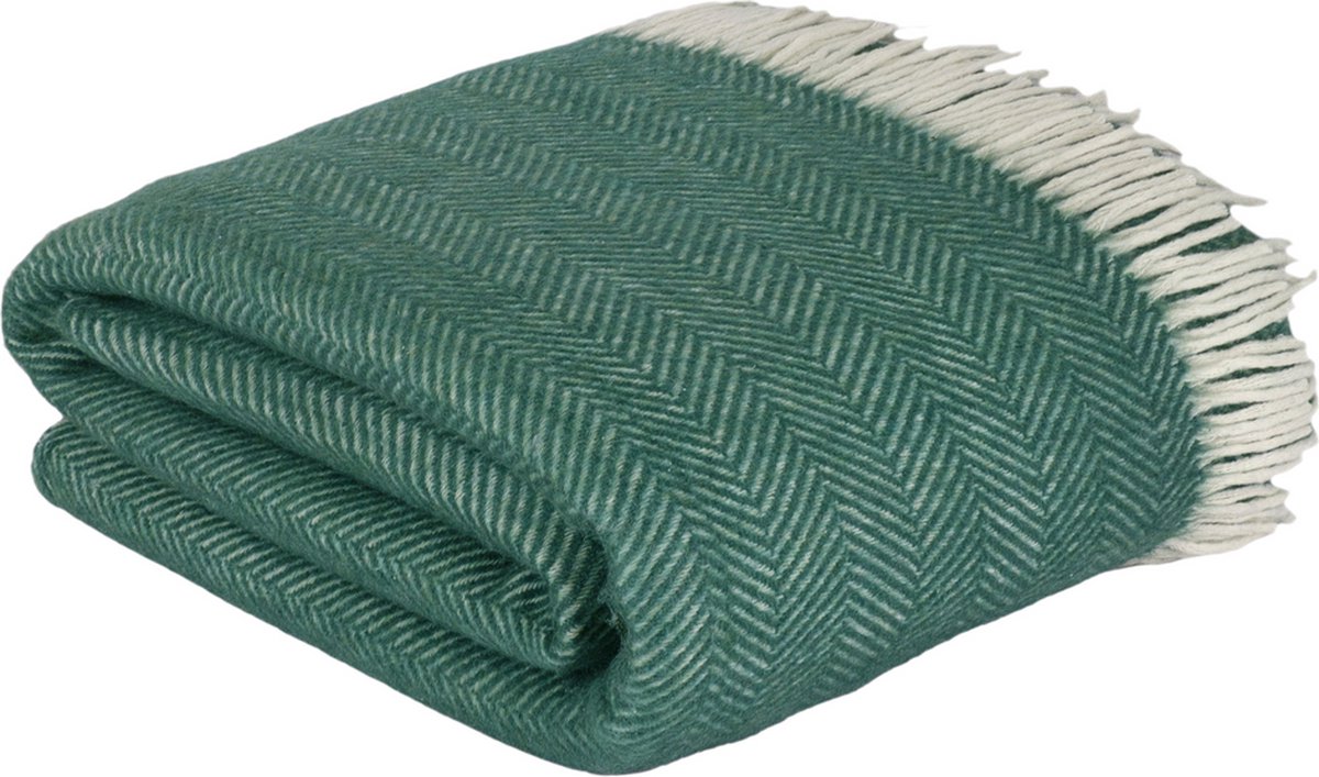Trimita Visgraat - Katoenen Deken - Plaid Katoen - Fair Trade - Woondeken 130 x 170 cm - Groen