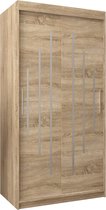 InspireMe - Kledingkast met 2 schuifdeuren, Modern-stijl, Een kledingkast met planken (BxHxD): 100x200x62 - MALTESE 100 Sonoma Eik