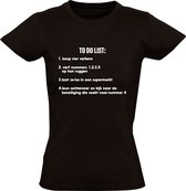 Grappige to do list | Dames T-shirt | Humor | to do lijst | grappig | varkens | beesten | supermarkt | winkel | beveiliger | Zwart