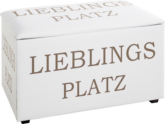 Hocker met opberguimte – Opbergbank Kunstleer wit – Lieblings Platz – MDF Opbergkist – Met afneembare deksel – 65 x 42 x 40 cm