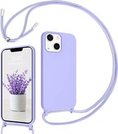 Apple iPhone 14 Case Violet - Coque arrière en Siliconen avec cordon