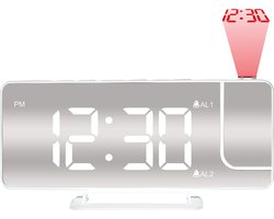 Luxime® - Digitale Wekker Met Projectie - Slaapkamer - Projectieklok Plafond - Projectiewekker - Wit