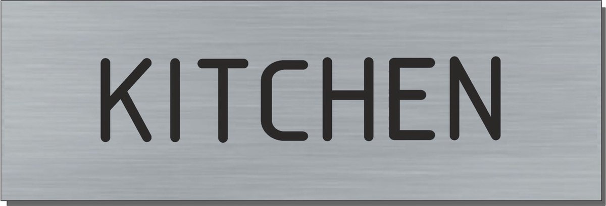 Doorsign - doorplate - deurbord - Kitchen - rectangle - stainless steel look - 5 x 15 cm
