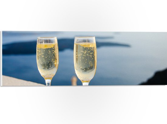 WallClassics - PVC Schuimplaat- Champagne Glazen - 60x20 cm Foto op PVC Schuimplaat