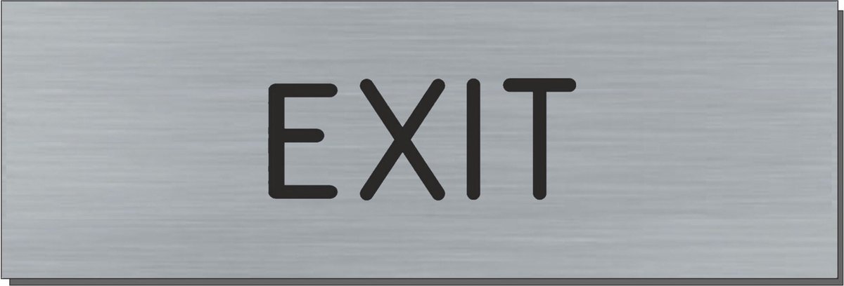 Doorsign - doorplate - deurbord - Exit - rectangle - stainless steel look - 5 x 15 cm