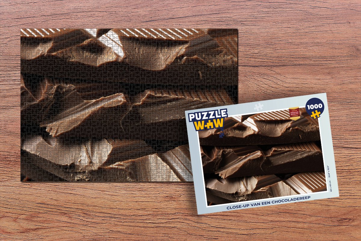 Puzzel Close-up van een chocoladereep - Legpuzzel - Puzzel 1000 stukjes volwassenen