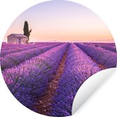Behangcirkel - Zelfklevend behang - Lavendel - Bloemen - Boom - Landschap - Behangcirkel bloemen - Behang cirkel - Rond behang - 120x120 cm - Behangcirkel zelfklevend - Woonkamer