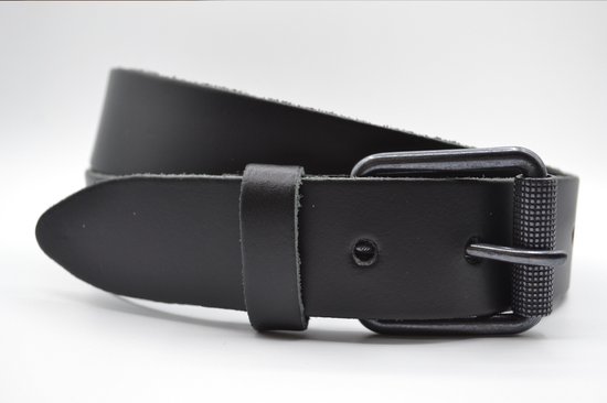 riemen.nl - 4 cm zwarte riem - maat 105 totale lengte riem 120 cm - splitleer - Heren riem / dames riem - zwarte jeansriem met zwarte gesp