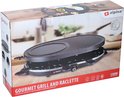 Gourmet grill en raclette van Alpina, met grillplaat en bakplaat. 1200W.