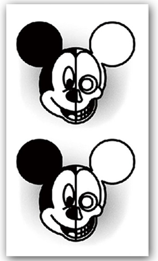 GlittersXL - Temporary Tattoo Mickey Mouse (11x6cm) [Neptattoo - Tijdelijke tatoeage - Nep Fake Tattoos - Water overdraagbare festival sticker henna outfit tattoo - Glitter tattoo - Volwassenen Kinderen Jongen Meisje]